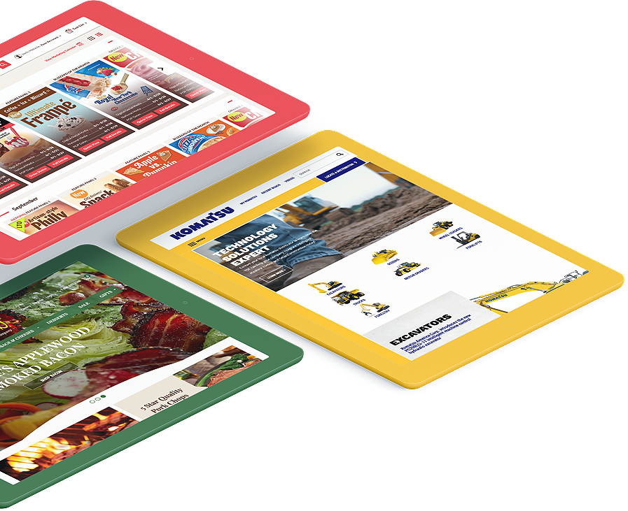 Previous website design projects by American Websites Development digital agency teams with web design examples on tablets